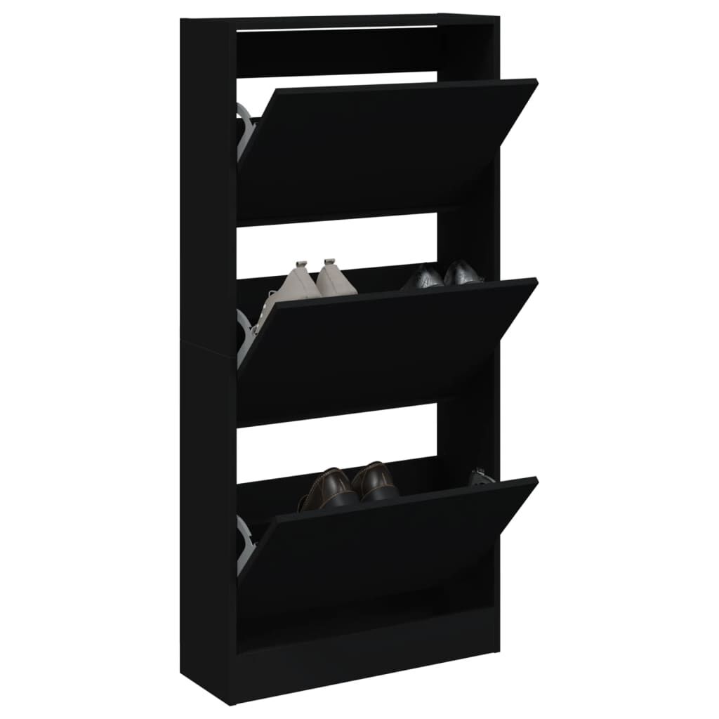 vidaXL Παπουτσοθήκη Μαύρη 60x21x125,5 εκ. από Επεξεργασμένο Ξύλο