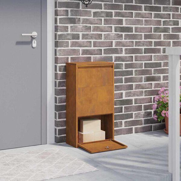 vidaXL Θυρίδα Πακέτων με αποθήκευση Καφέ 44 x 22 x 82 εκ. Ατσάλι