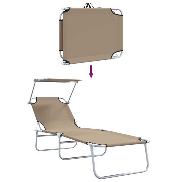 vidaXL Ξαπλώστρα 2-πρόσωπο 2 pcs Taupe 58 x 188 x 77 εκ. ύφασμα
