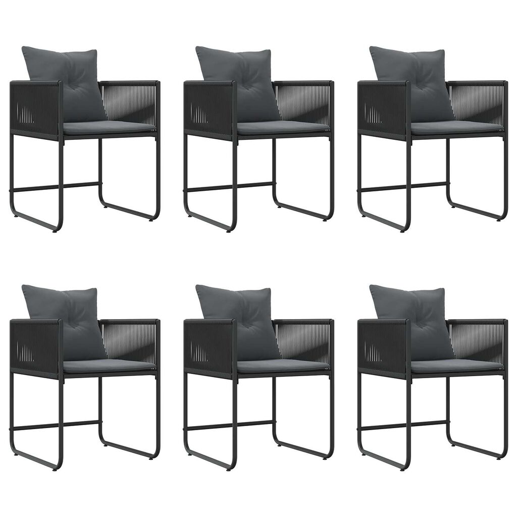 vidaXL Σέτ φαγητού για κήπο 7 pcs Μαύρο Ατσάλι