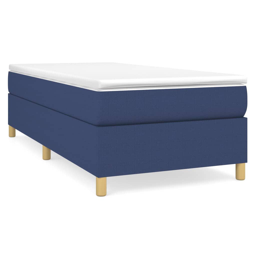 vidaXL Κρεβάτι Boxspring με Στρώμα Μπλε 90x200 εκ.Υφασμάτινο