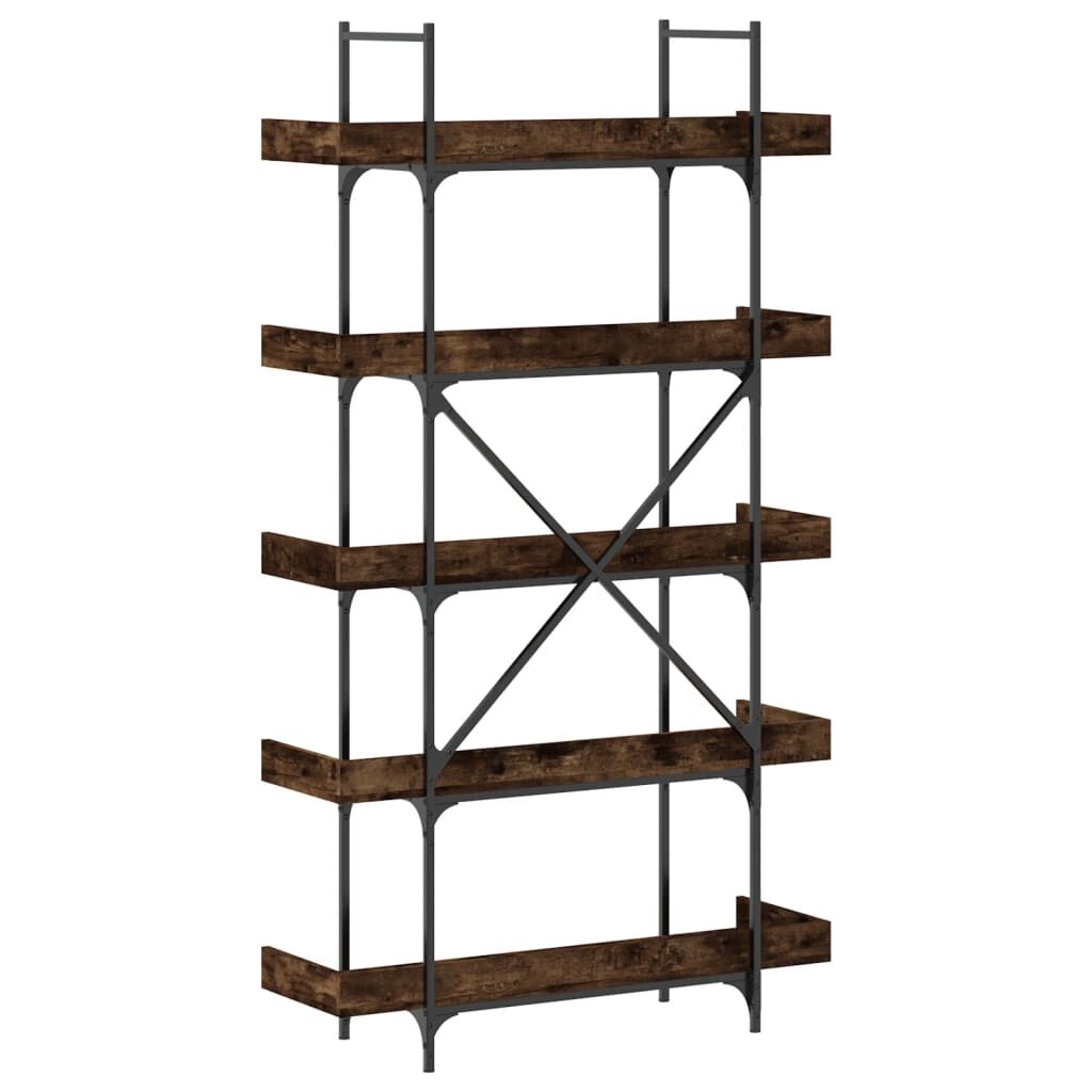 vidaXL Βιβλιοθήκη 5 Επιπέδων Καπνιστή Δρυς 100x33x180,5 εκ. Επεξ. Ξύλο