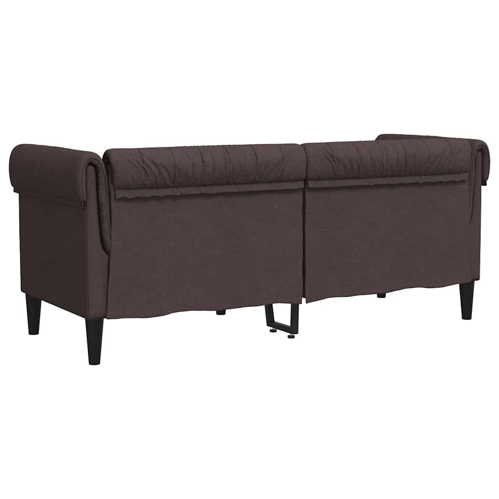 vidaXL Καναπές Διθέσιος Chesterfield Σκούρο Καφέ Υφασμάτινος