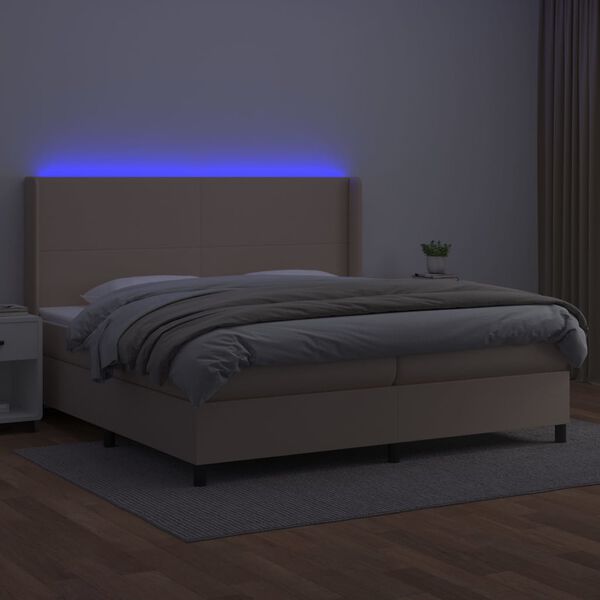 vidaXL &Kappa;&rho;&epsilon;&beta;ά&tau;&iota; Boxspring &Sigma;&tau;&rho;ώ&mu;&alpha;&LED &Kappa;&alpha;&pi;&omicron;&upsilon;&tau;&sigma;ί&nu;&omicron; 200x200 &epsilon;&kappa;. &Sigma;&upsilon;&nu;&theta;. &Delta;έ&rho;&mu;&alpha;