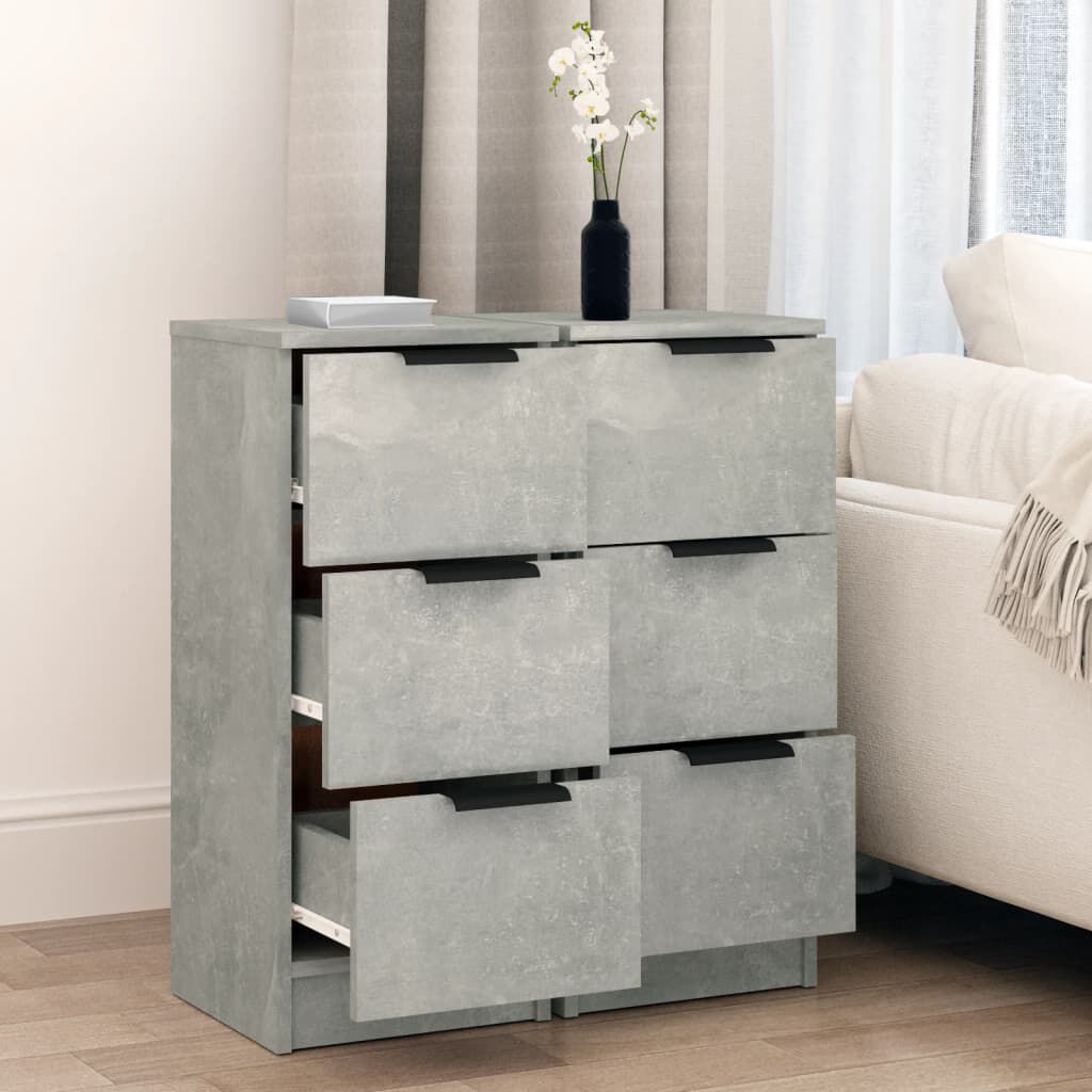 vidaXL Ντουλάπια 2 τεμ. Γκρι Σκυροδέματος 30x30x70 εκ. Επεξεργ. Ξύλο