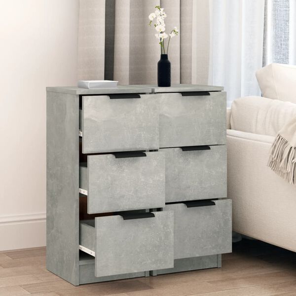 vidaXL Ντουλάπια 2 τεμ. Γκρι Σκυροδέματος 30x30x70 εκ. Επεξεργ. Ξύλο