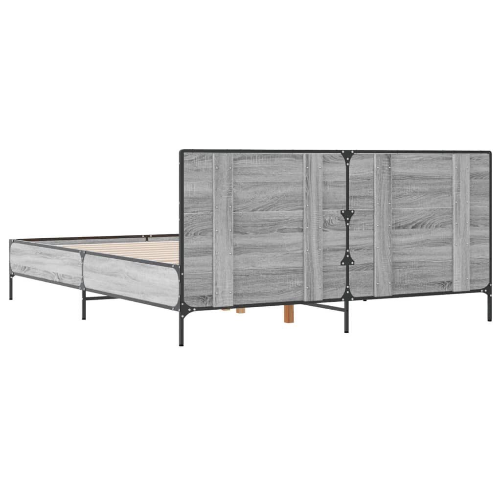 vidaXL Πλαίσιο Κρεβατιού Γκρι Sonoma 120x200 εκ. Επεξ. Ξύλο & Μέταλλο