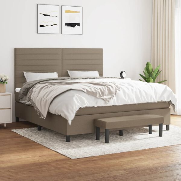 vidaXL &Kappa;&rho;&epsilon;&beta;ά&tau;&iota; Boxspring &mu;&epsilon; &Sigma;&tau;&rho;ώ&mu;&alpha; Taupe 160x200 &epsilon;&kappa;. &Upsilon;&phi;&alpha;&sigma;&mu;ά&tau;&iota;&nu;&omicron;