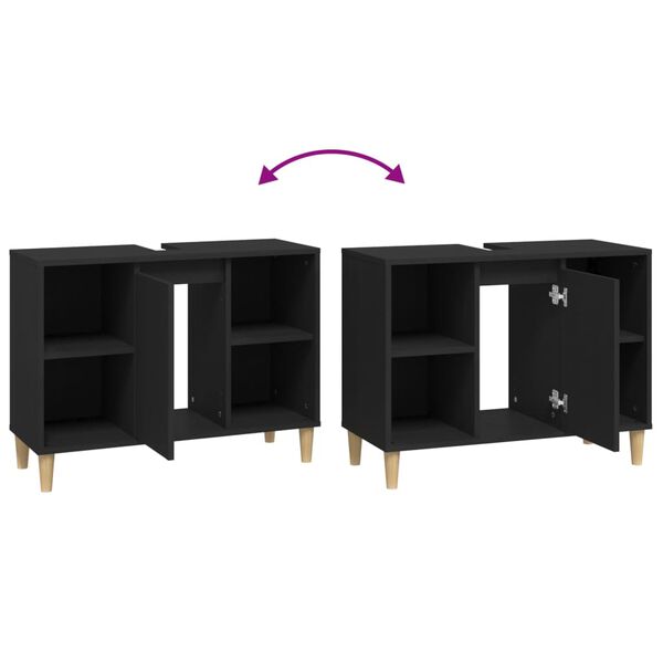 vidaXL Ντουλάπι Νιπτήρα Μαύρο 80 x 33 x 60 εκ. Επεξεργασμένο Ξύλο