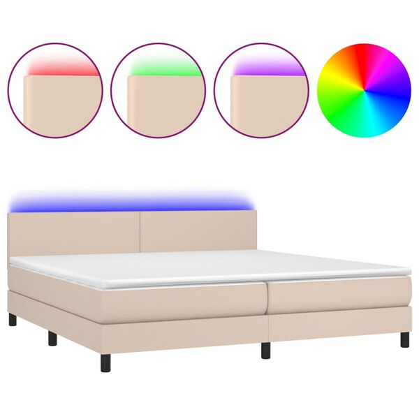 vidaXL &Kappa;&rho;&epsilon;&beta;ά&tau;&iota; Boxspring &Sigma;&tau;&rho;ώ&mu;&alpha;&LED &Kappa;&alpha;&pi;&omicron;&upsilon;&tau;&sigma;ί&nu;&omicron; 200x200 &epsilon;&kappa;. &Sigma;&upsilon;&nu;&theta;. &Delta;έ&rho;&mu;&alpha;