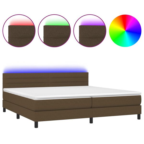 vidaXL &Kappa;&rho;&epsilon;&beta;ά&tau;&iota; Boxspring &mu;&epsilon; &Sigma;&tau;&rho;ώ&mu;&alpha; & LED &Sigma;&kappa;.&Kappa;&alpha;&phi;έ 200x200 &epsilon;&kappa; &Upsilon;&phi;&alpha;&sigma;&mu;ά&tau;&iota;&nu;&omicron;