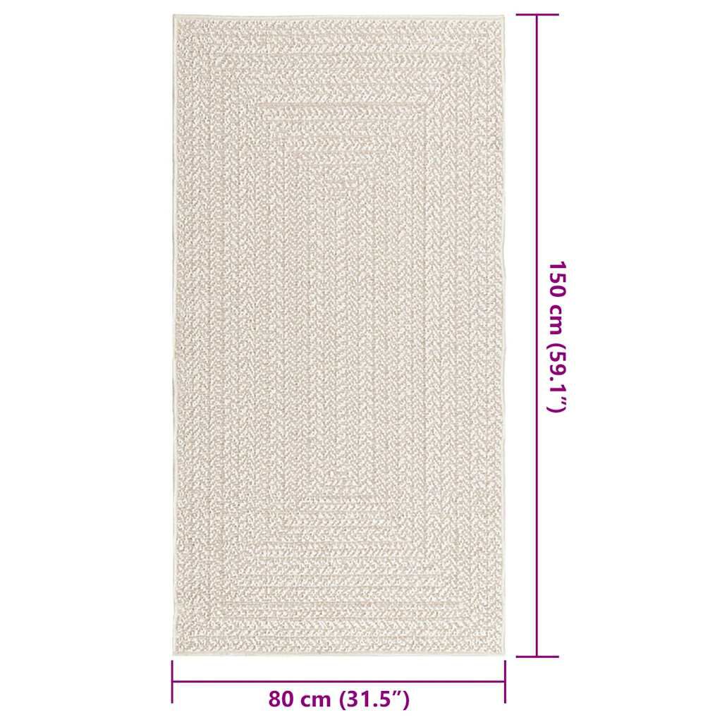 vidaXL Χαλί ZIZUR Κρεμ Όψη Γιούτας Εσωτ. & Εξωτ. Χώρου 80 x 150 εκ.