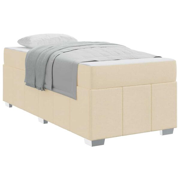 vidaXL Σκελετός Κρεβατιού με στρώμα Κρεμ 120 x 190 cm ύφασμα