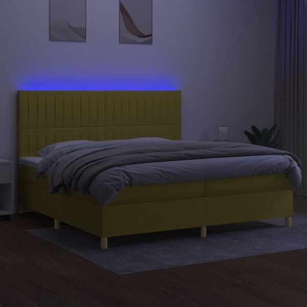 vidaXL &Kappa;&rho;&epsilon;&beta;ά&tau;&iota; Boxspring &mu;&epsilon; &Sigma;&tau;&rho;ώ&mu;&alpha; & LED &Pi;&rho;ά&sigma;&iota;&nu;&omicron; 200x200 &epsilon;&kappa; &Upsilon;&phi;&alpha;&sigma;&mu;ά&tau;&iota;&nu;&omicron;