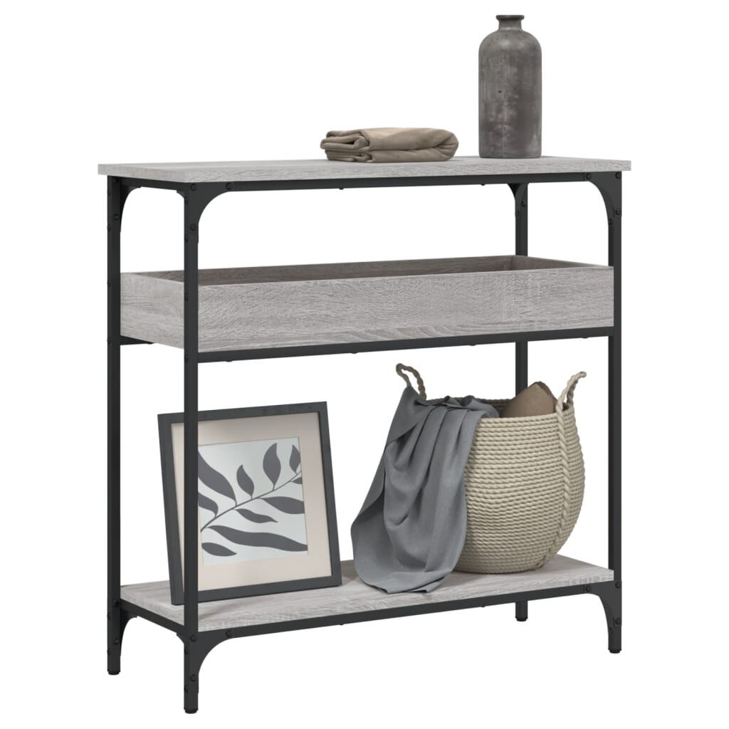 vidaXL Τραπέζι Κονσόλα με Ράφι Γκρι Sonoma 75x29x75 εκ. Επεξεργ. Ξύλο