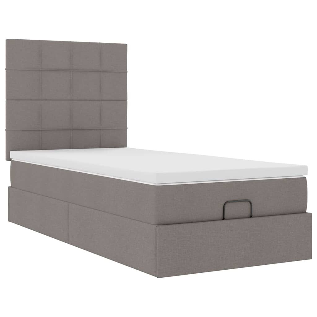 vidaXL Οθωμανικό κρεβάτι με στρώμα Taupe 100x200cm ύφασμα