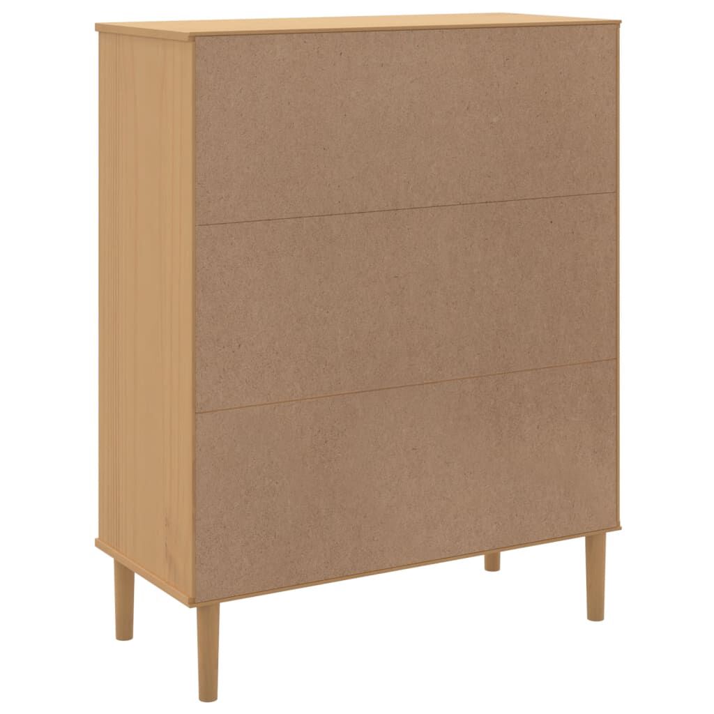 vidaXL Ντουλάπι Ψηλό SENJA Καφέ/Ρατάν 90x40x112 εκ. Μασίφ Ξύλο Πεύκου