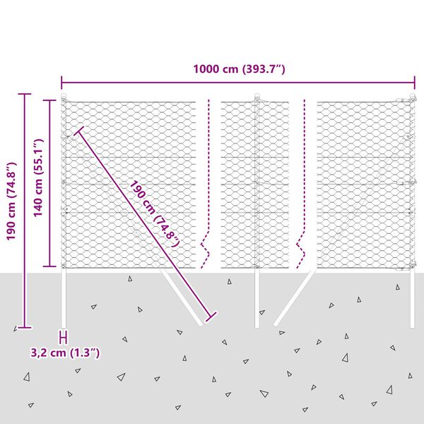 vidaXL Εξαγωνικός Φράχτης Πράσινος 1.4x10 μ Χάλυβας