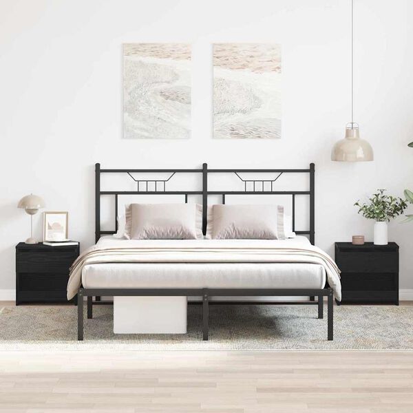 vidaXL Κομοδίνο 2 pcs Μαύρη Οξυά 40 x 30 x 39 εκ Επεξεργασμένο ξύλο