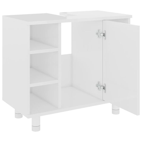 vidaXL Ντουλάπι Νιπτήρα Γυαλιστερό Λευκό 60x32x53,5 εκ. Επεξ. Ξύλο