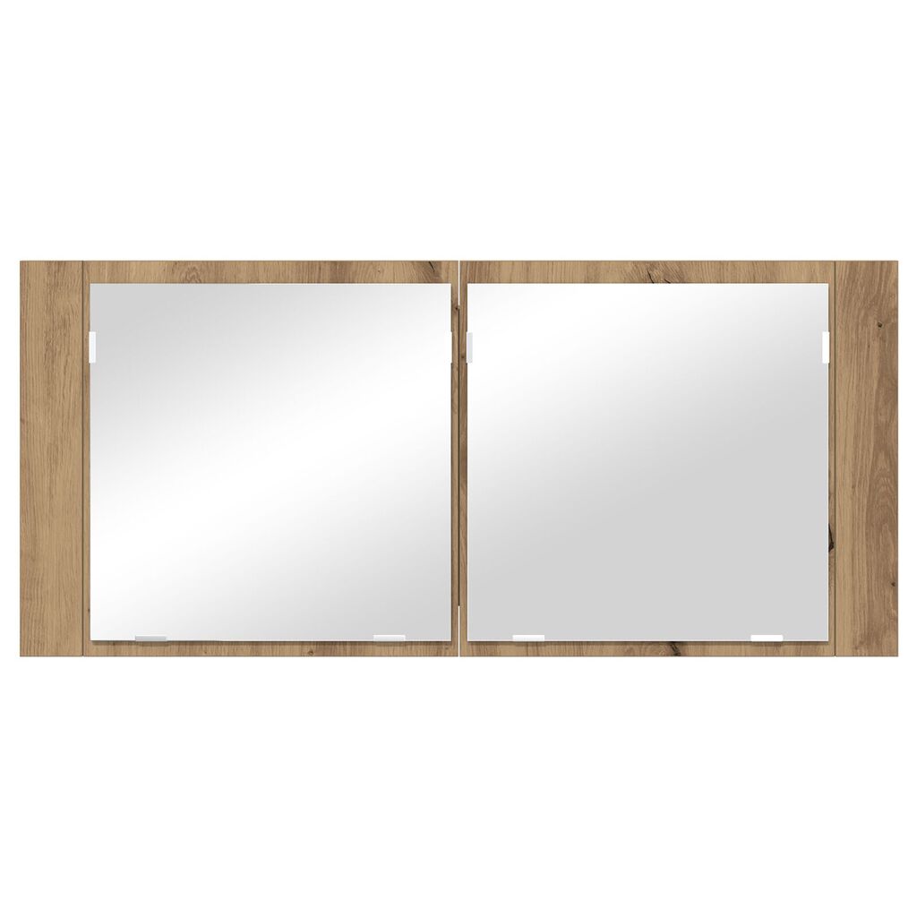 vidaXL Ντουλάπα καθρέφτη LED Δρυός Artisan 100x12x45 εκ. Από επεξεργασμένο ξύλο