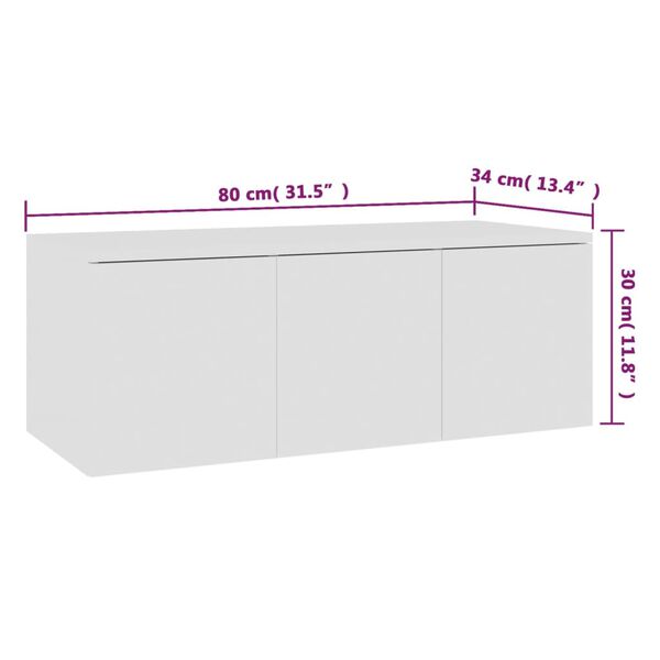 vidaXL Έπιπλο Τηλεόρασης Λευκό 80 x 34 x 30 εκ. από Επεξ. Ξύλο