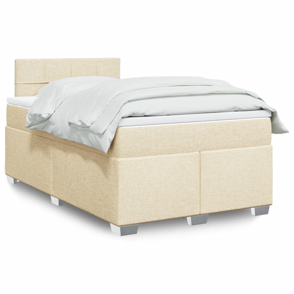 vidaXL Κρεβάτι Boxspring με Στρώμα Κρεμ 120x200 εκ. Υφασμάτινο