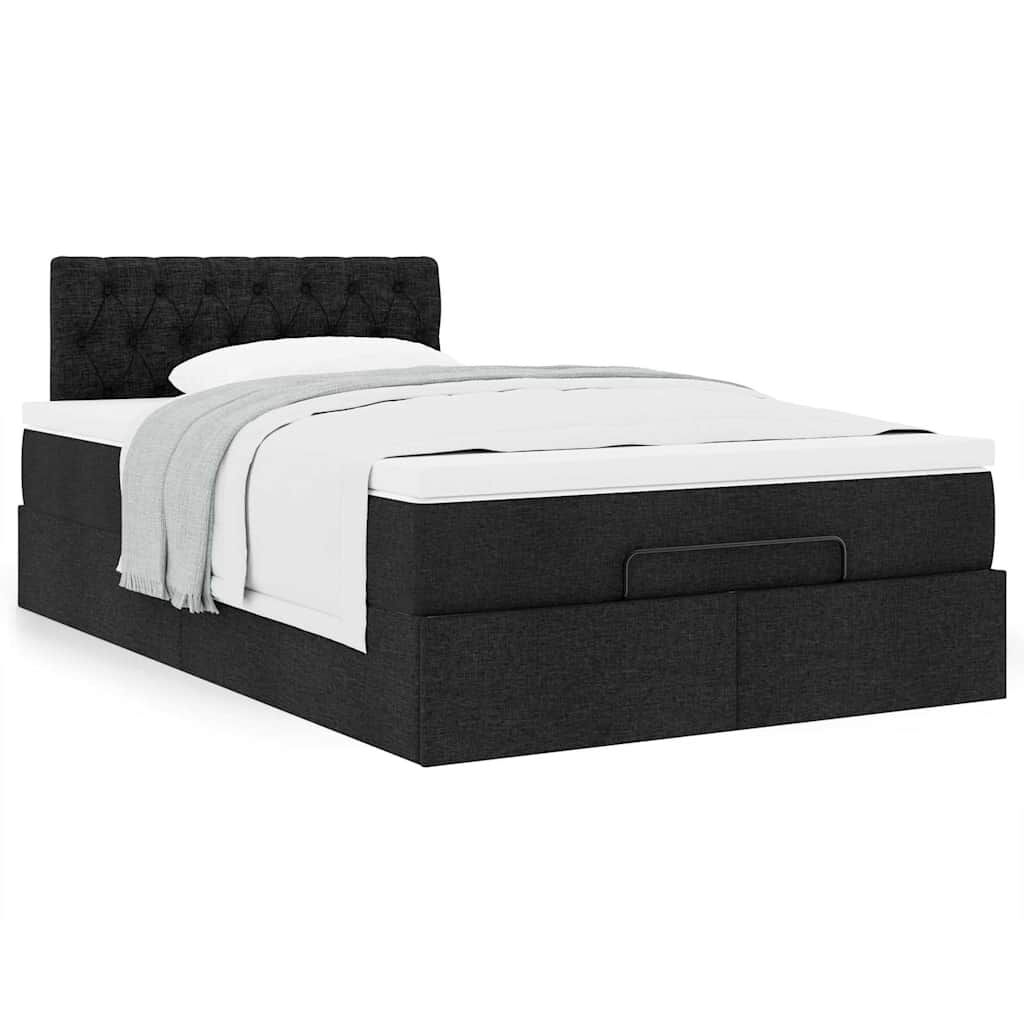 vidaXL Οθωμανικό κρεβάτι με στρώμα Μαύρο 120x190 cm Ύφασμα