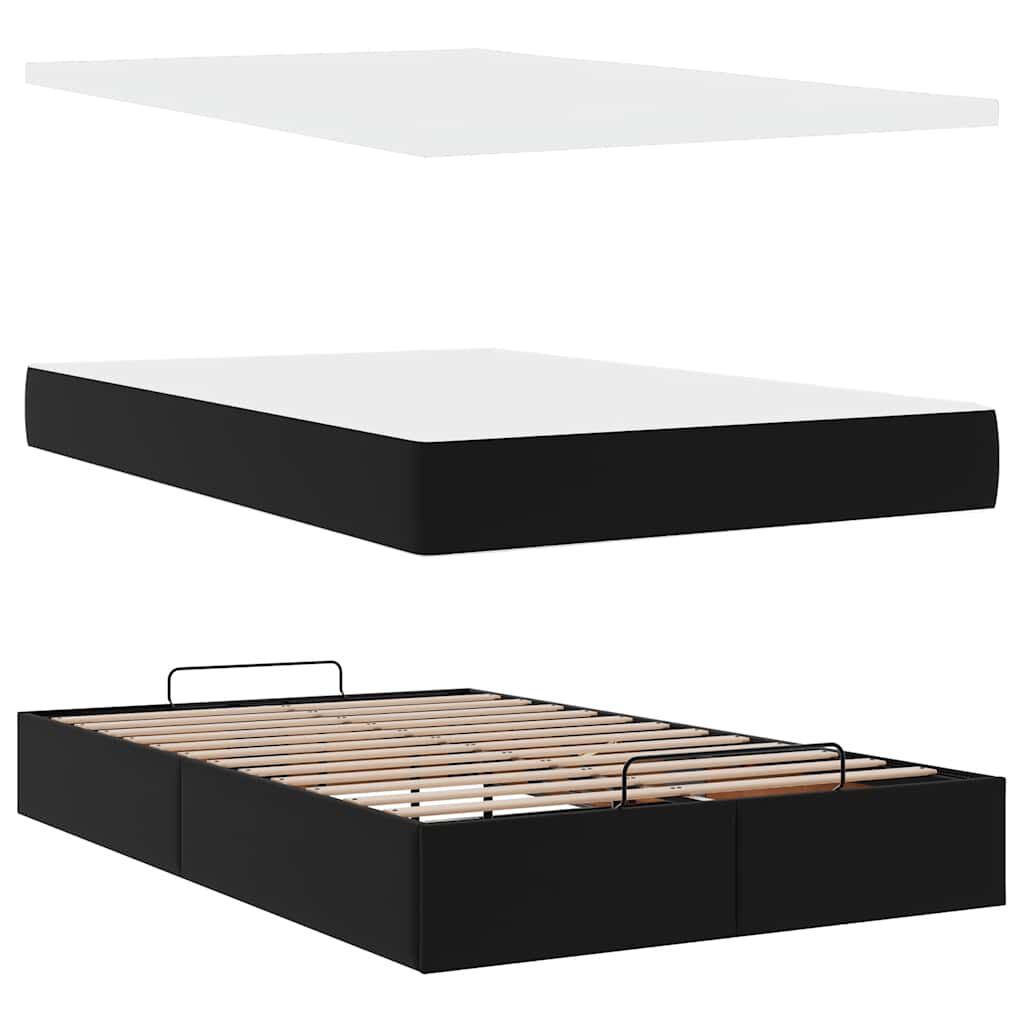 vidaXL Οθωμανικό κρεβάτι με στρώμα Μαύρο 120x200 cm Faux Leather