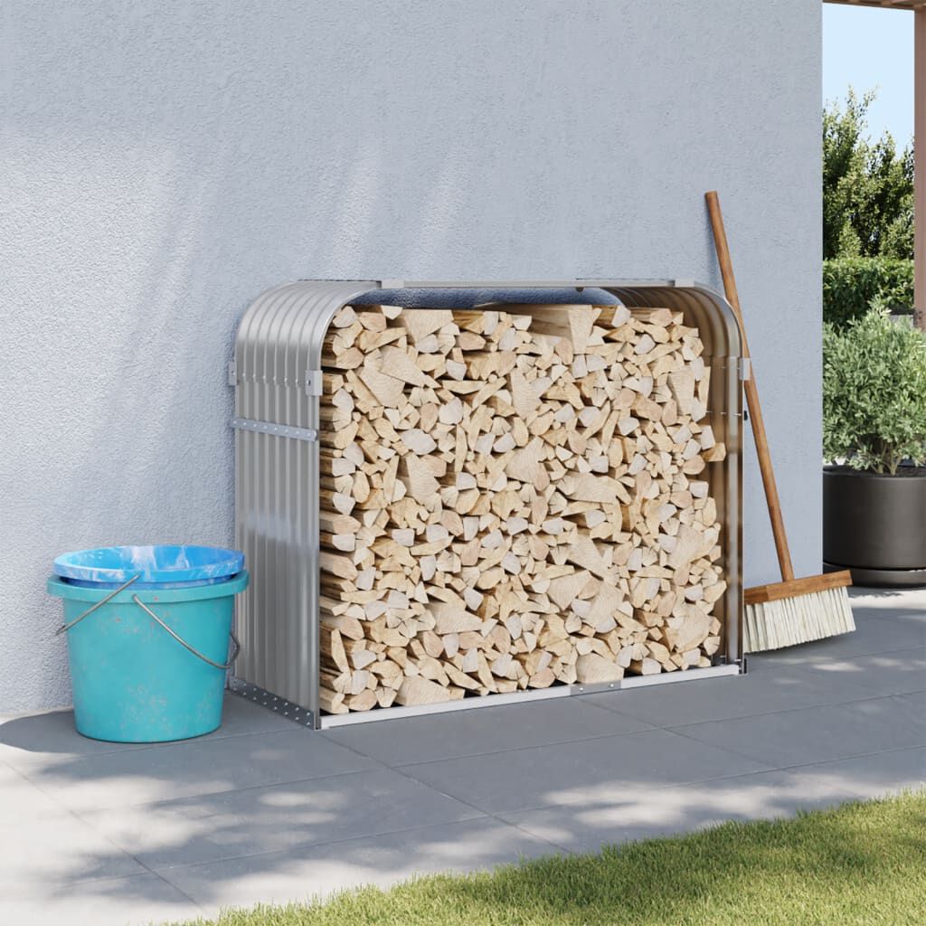 vidaXL Ξυλοθήκη Αν. Γκρι 120x45x100 εκ. από Γαλβανισμένο Ατσάλι