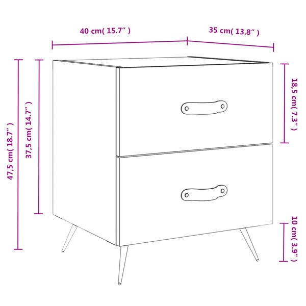vidaXL Κομοδίνο Καπνιστή Δρυς 40 x 35 x 47,5 εκ. από Επεξεργ. Ξύλο