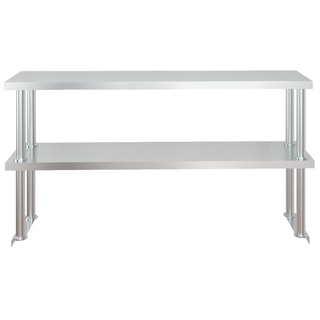 vidaXL Πάγκος Εργασίας Κουζίνας με Ράφι 120x60x145 εκ. Ανοξείδ. Ατσάλι