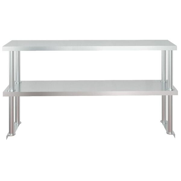 vidaXL Πάγκος Εργασίας Κουζίνας με Ράφι 120x60x145 εκ. Ανοξείδ. Ατσάλι