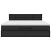 vidaXL Οθωμανικό κρεβάτι με στρώματα & LEDs Μαύρο Faux Leather