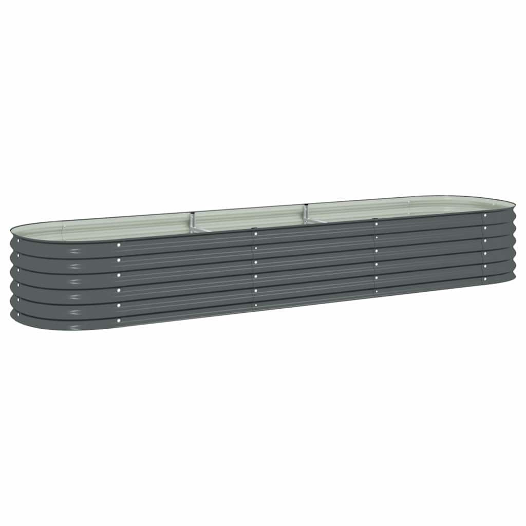 vidaXL Ζαρντινιέρα Υπερυψωμένη Γκρι 320x80x44 εκ. Γαλβανισμ. Χάλυβας