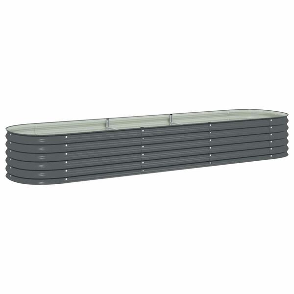 vidaXL Ζαρντινιέρα Υπερυψωμένη Γκρι 320x80x44 εκ. Γαλβανισμ. Χάλυβας