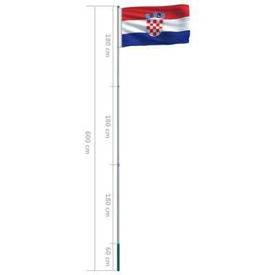 vidaXL Σημαία Κροατίας 6 μ. με Ιστό Αλουμινίου