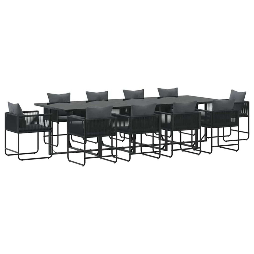 vidaXL Σέτ φαγητού για κήπο 11 pcs Μαύρο Ατσάλι