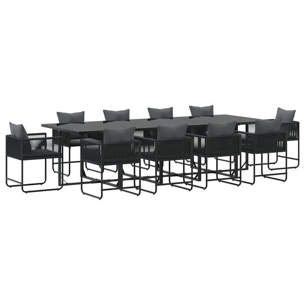 vidaXL Σέτ φαγητού για κήπο 11 pcs Μαύρο Ατσάλι