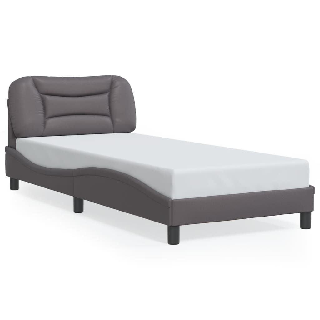 vidaXL Πλαίσιο Κρεβατιού με Κεφαλάρι Γκρι 90x200 εκ. Συνθετικό Δέρμα