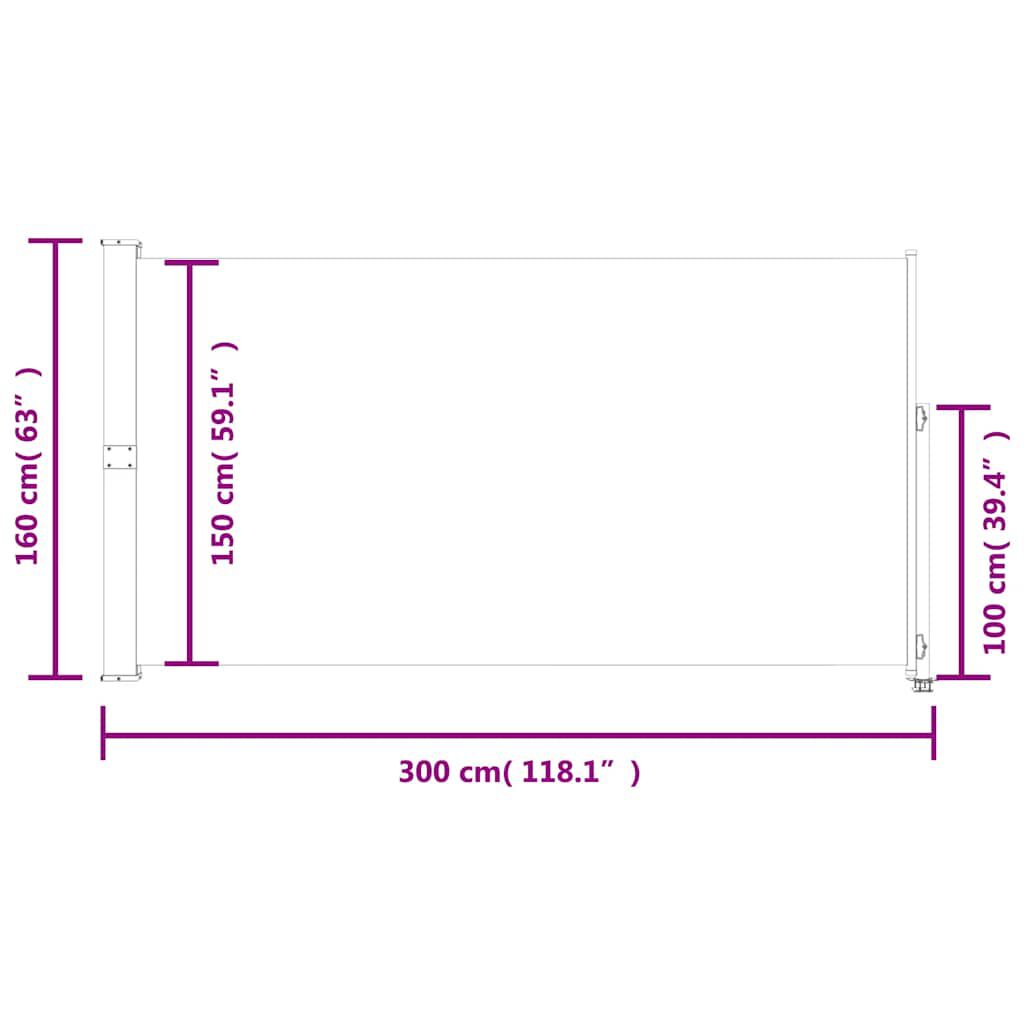 vidaXL Σκίαστρο Πλαϊνό Συρόμενο Βεράντας Καφέ 160 x 300 εκ.