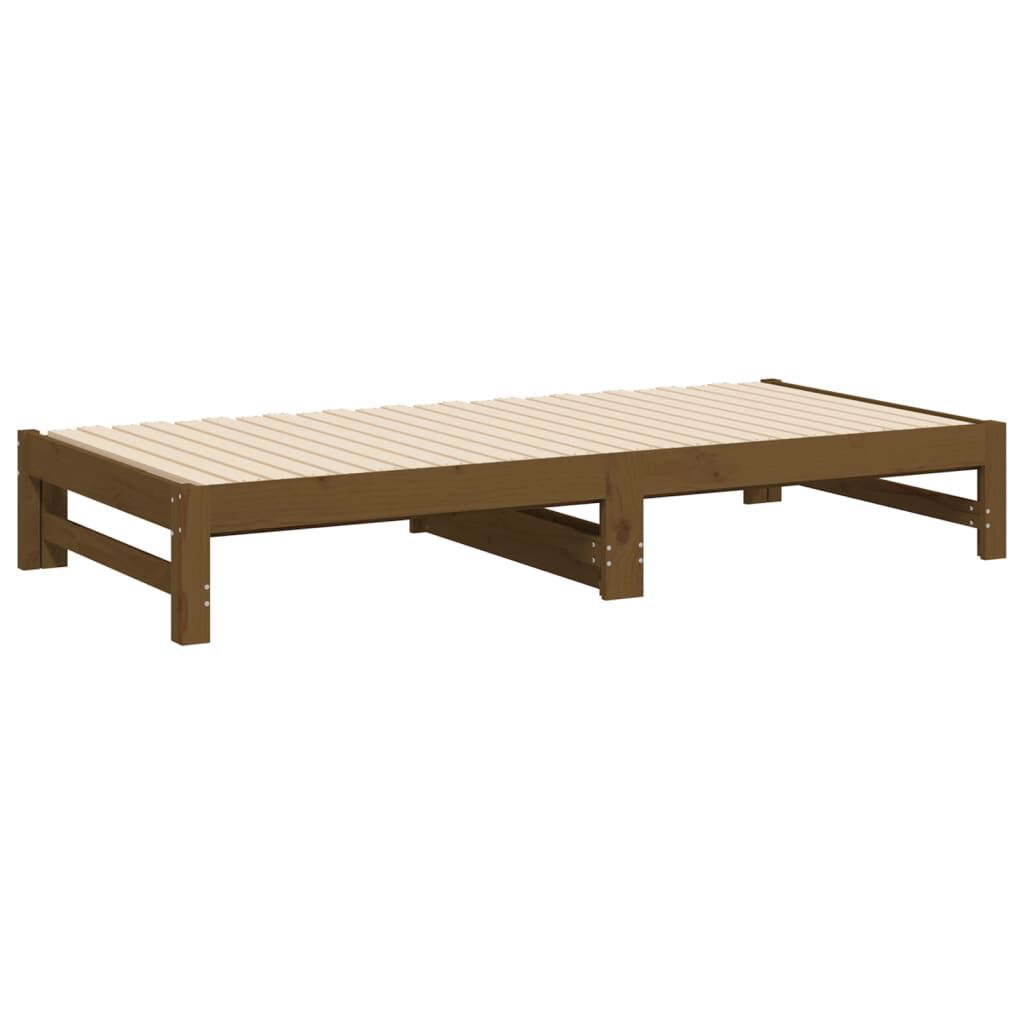 vidaXL Καναπές Κρεβάτι Συρόμενος Μελί 2x(90x190) εκ. Μασίφ Ξύλο Πεύκου