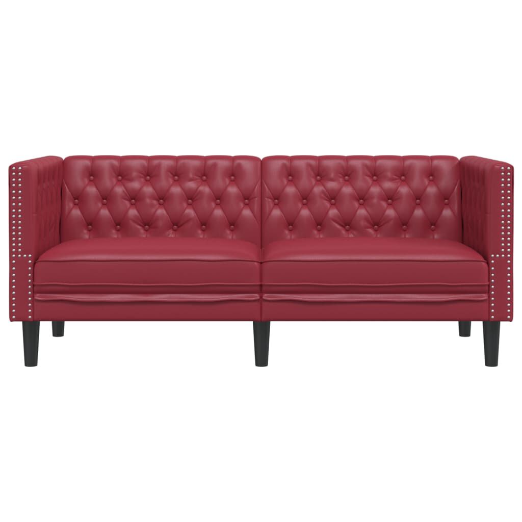 vidaXL Καναπές Chesterfield 2 θέσεων Μπορντό από Συνθετικό Δέρμα