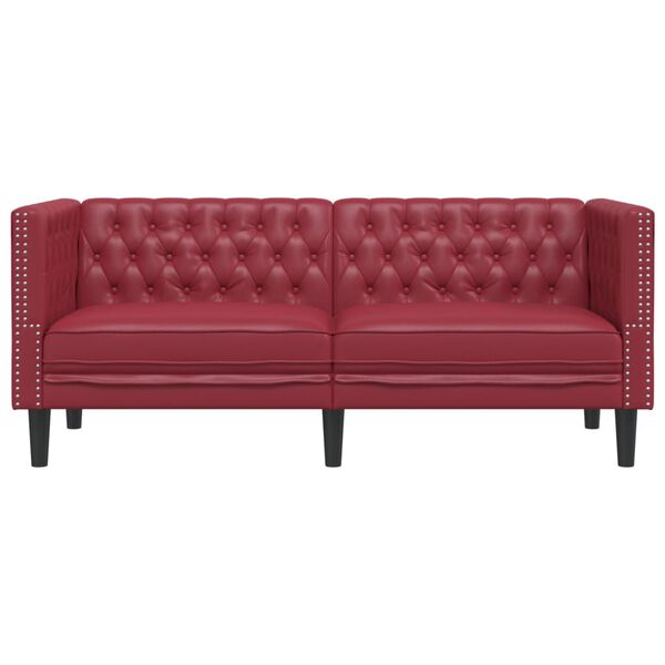 vidaXL Καναπές Chesterfield 2 θέσεων Μπορντό από Συνθετικό Δέρμα