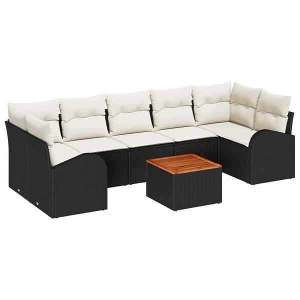 vidaXL Σετ Καναπέ Κήπου 8 pcs Μαύρο και λευκό