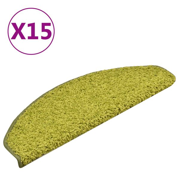 vidaXL Πατάκια Σκαλοπάτια 15 τεμ. Πράσινα Ημίστρογγυλά Μεγάλα 65x21x4 εκ.
