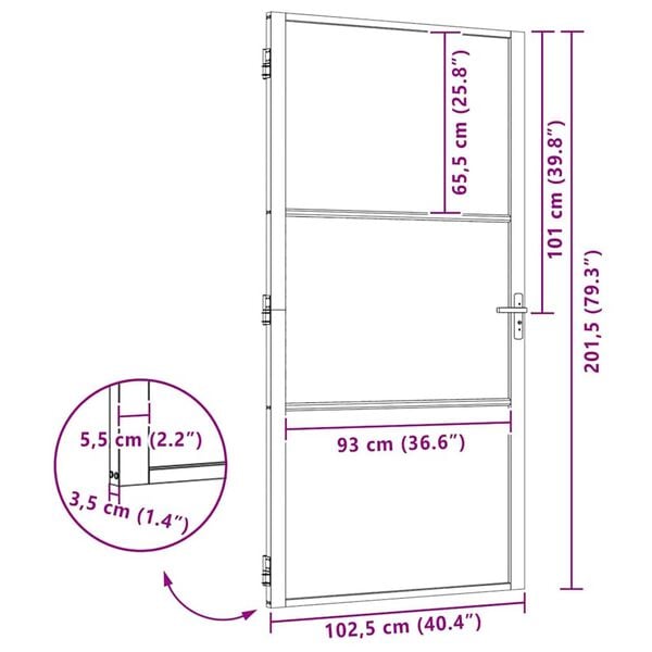 vidaXL Εσωτερική Πόρτα Μαύρο 102.5 x 201.5 cm