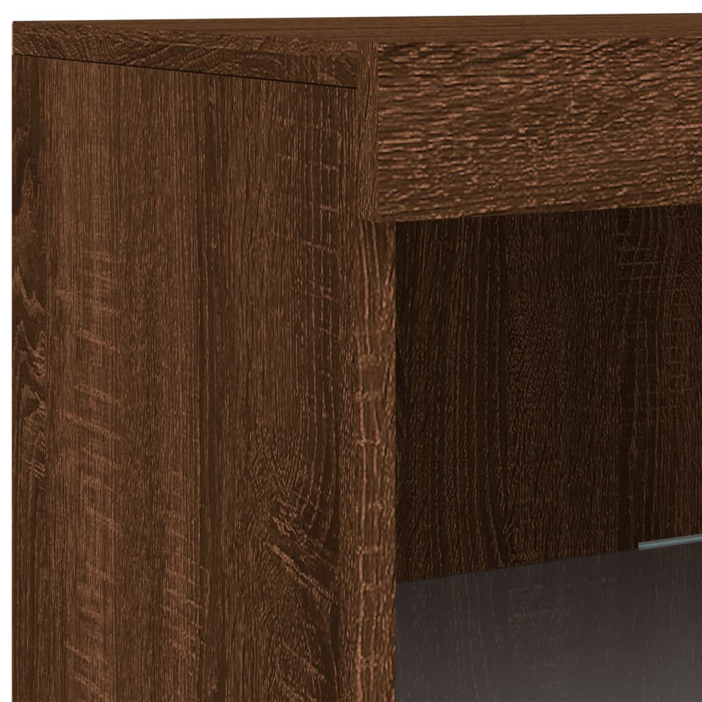 vidaXL Μπουφές με Φώτα LED Καφέ Δρυς 162 x 37 x 100 εκ.