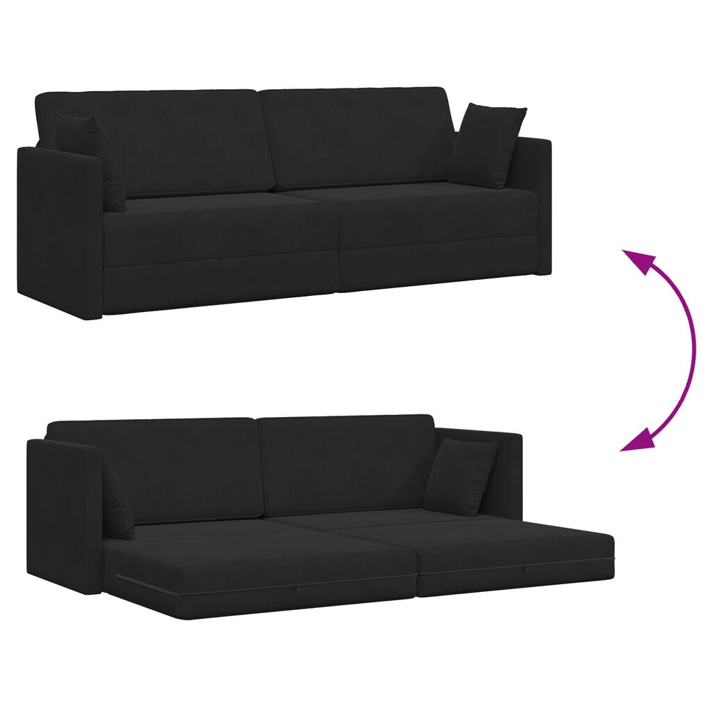 vidaXL Κρεβάτι Καναπές 2 σε 1 Μαύρος 213x144x60 εκ Βελούδο
