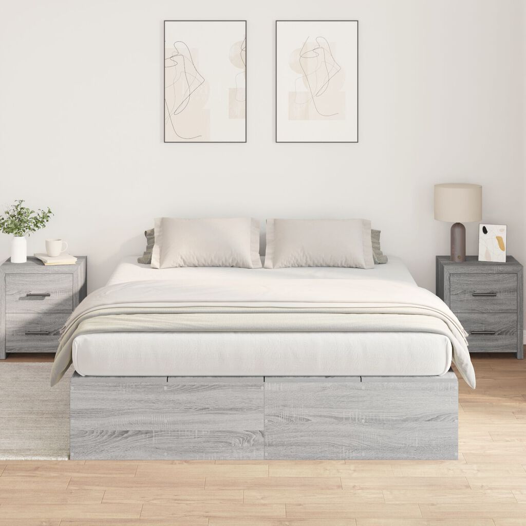vidaXL Κρεβάτι Αποθήκευσης Γκρι Sonoma 150x200 εκ